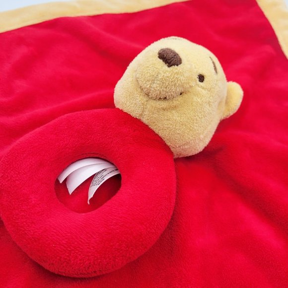 Disney Baby Red Plush Winnie the Pooh Rattle Lovey Security Blanket Infant Toy - Picture 3 of 12